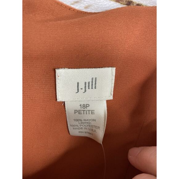 J Jill Dress Sz 18P Peach Floral Lined Chiffon Mini Slip Sleeveless Zip Boho NWT - Picture 4 of 12